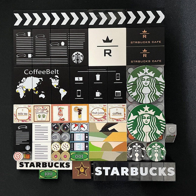 Bedruckte Teile für Mould King 16036 Kaffeehaus Bedruckte Teile für Mould King 16036 Kaffeehaus